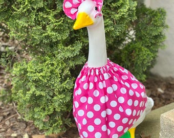 Spring/Summer Porch Goose Outfit: Dress & Bonnet - Fits 17", 23", 28"