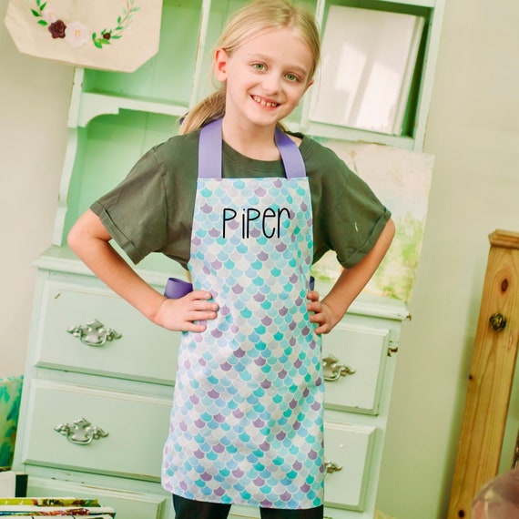 Handmade Colorful Mermaid Scales Kitchen Art Apron for Girl Personalized Nostalgic Gift for Children Etsy Ireland