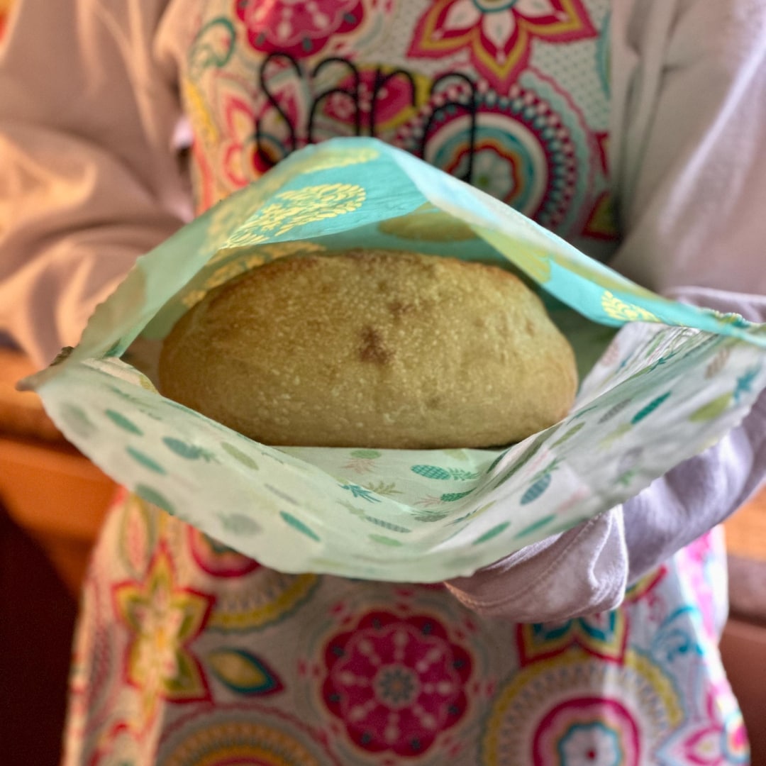 Reusable Beeswax Bread Bags 2-Pack XL - Organic Cotton Lined With Beeswax To Keep Homemade Bread Fresh
