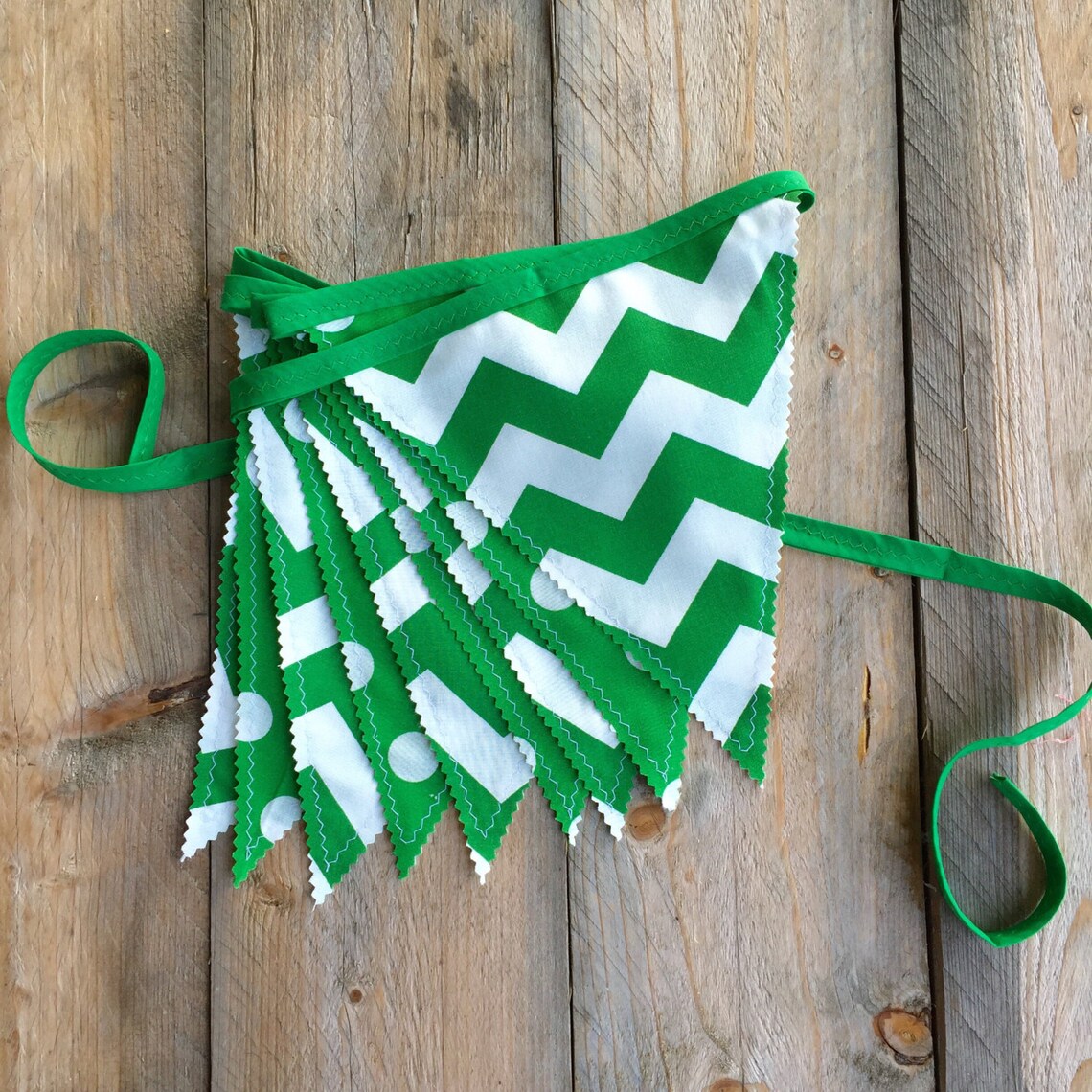 Handmade Green and White Fabric Party Banner Reusable Cookie Etsy