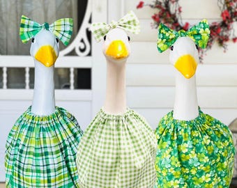 17" 23" 28” Goose Outfit - St. Patrick's Day Goose Outfit - Dress and Hat for Porch Goose - Lawn Goose Accessories - Outfit for Yard Goose