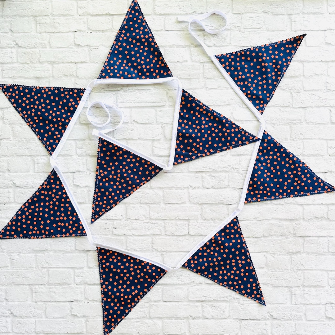 Navy Blue and Orange Flag Banner Gift - Handmade Bunting for Graduation ...