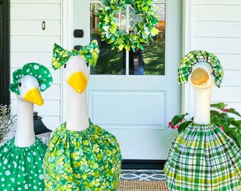17" 23" 28” Goose Outfit - St. Patrick's Day Goose Outfit - Dress and Hat for Porch Goose - Lawn Goose Accessories - Outfit for Yard Goose