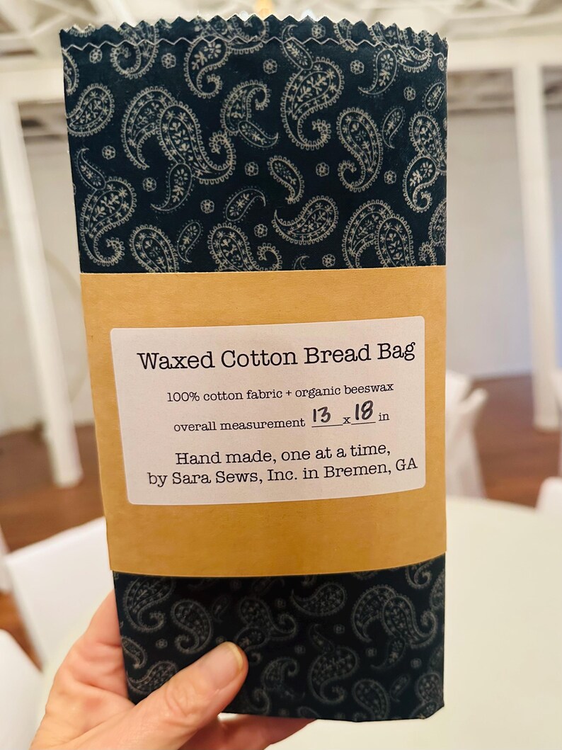 Waxed Cotton Bread Bag - Baking Gift for Women - Reusable Sourdough ...