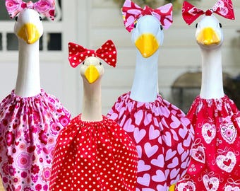 17" 23" 28" Goose Outfit - Valentine's Day Outfit for Yard Goose - Porch Goose Clothes - Dress and Bow for Porch Goose