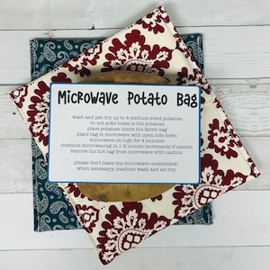 Handmade Microwave Potato Bag: Cotton Baked Potato Pouch - Set of 2