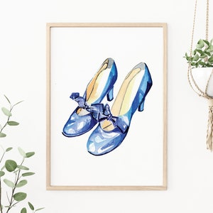Vintage Blue High Heels Art Print 8&quot;x10&quot;