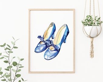 Vintage Blue High Heels Art Print 8"x10"