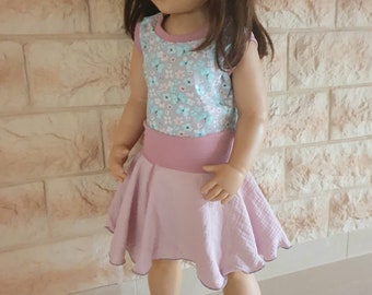 Kleid aus Musselin Jersey für Mädchen mit Schmetterlingen Kinderkleidung Handmade