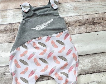cute baby romper with cute feather print girls