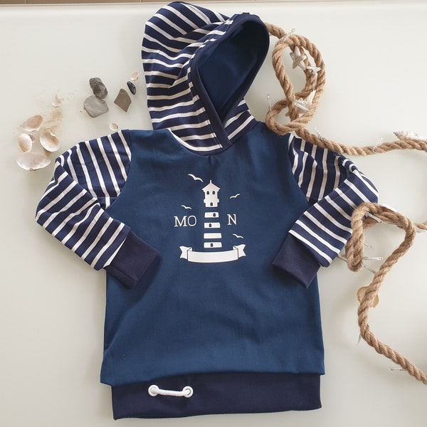 nordisches Kinder Sweatshirt mit Leuchtturm und Namen