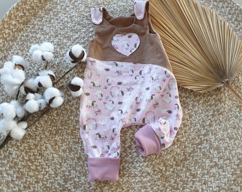 cute baby romper with bunnies and hedgehog print