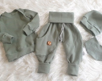 Baby Erstling Set Neugeborenen Geschenk Waffeljersey