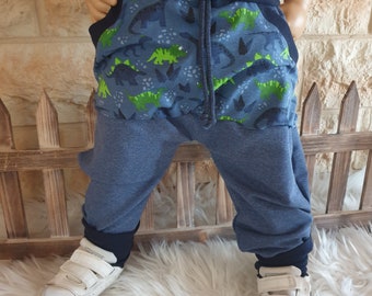 Kinder Hose Pumphose mit Dino Dinosaurier aus Sweat für Jungen Kinderkleidung Babykleidung Handmade