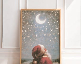 Vintage Santa Claus Print | Antique Christmas Wall Art, Kids Room Print, Holiday Painting, Traditional Nostalgic Home Decor, Printable Art