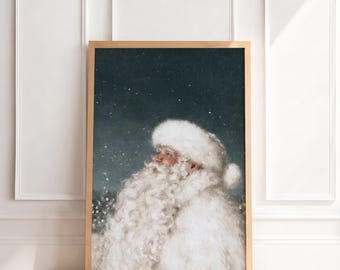 Vintage Santa Claus Print | Antique Christmas Wall Art, Neutral Old World Holiday Painting, Traditional Nostalgic Home Decor, Printable Art