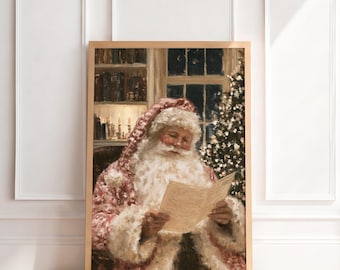 Vintage Santa Claus Print | Antique Christmas Wall Art, Holiday Painting, Traditional Nostalgic Home Decor, Printable Art