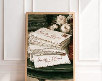 Vintage Christmas Print | Antique Wall Art, Letters to Santa, Old World Holiday Painting, Traditional Nostalgic Home Decor, Printable Art