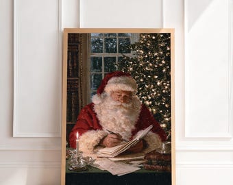 Vintage Santa Claus Print | Antique Christmas Wall Art, Moody Old World Holiday Painting, Traditional Nostalgic Home Decor, Printable Art
