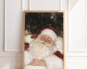 Vintage Santa Claus Print | Antique Christmas Wall Art, Moody Old World Holiday Painting, Traditional Nostalgic Home Decor, Printable Art