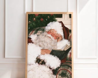 Vintage Santa Claus Print | Antique Christmas Wall Art, Moody Old World Holiday Painting, Traditional Nostalgic Home Decor, Printable Art