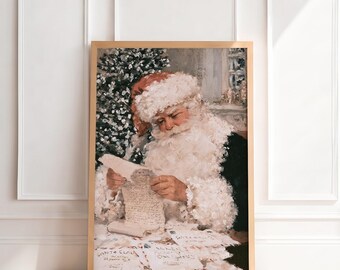 Vintage Santa Claus Print | Antique Christmas Wall Art, Moody Old World Holiday Painting, Traditional Nostalgic Home Decor, Printable Art