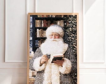 Vintage Santa Claus Print | Antique Christmas Wall Art, Moody Old World Holiday Painting, Traditional Nostalgic Home Decor, Printable Art