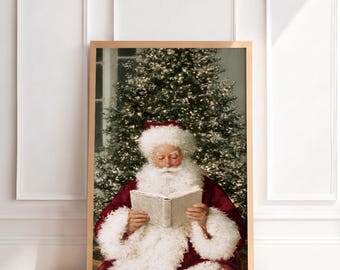 Vintage Santa Claus Print | Antique Christmas Wall Art, Moody Old World Holiday Painting, Traditional Nostalgic Home Decor, Printable Art