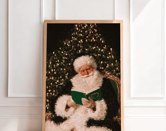 Vintage Santa Claus Print | Antique Christmas Wall Art, Moody Old World Holiday Painting, Traditional Nostalgic Home Decor, Printable Art