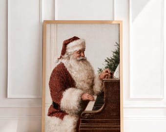 Vintage Santa Claus Print | Antique Christmas Wall Art, Moody Old World Holiday Painting, Traditional Nostalgic Home Decor, Printable Art