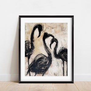 Vintage Flamingos Oil Painting Wall Art | Antique Vintage Print | Tropical | Fine Art | Abstract | Modern | Instant Download | PRINTABLE