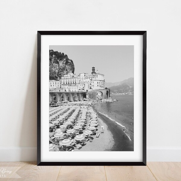 Amalfi Coast | Italy Wall Art | Black and White Photo | Instant Download | Digital | PRINTABLE