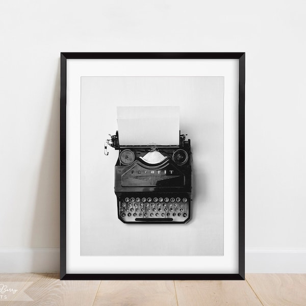 Vintage Typewriter Print Wall Art | Vintage Decor | Modern Black and White | Instant Download | Digital | PRINTABLE