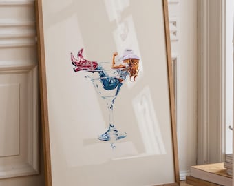 Cowgirl Martini Wall Art, Western Cocktail Print, Cowgirl Boots and Hat, Bar Decor, Printable Wall Art (Digital Print, Instant Download)