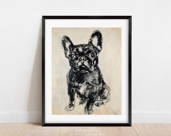 French Bulldog Art Print | Vintage Print | Frenchie | Dog Wall Decor | Cute Gifts for Dog Lovers | Digital | Instant Download | PRINTABLE