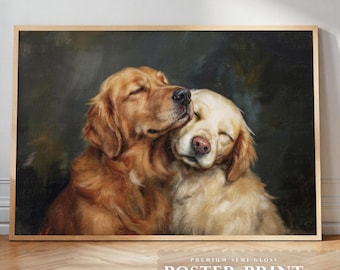 Golden Retriever Wall Art Poster, Vintage Dog Lover Gift, Cozy Living Decor, Poster
