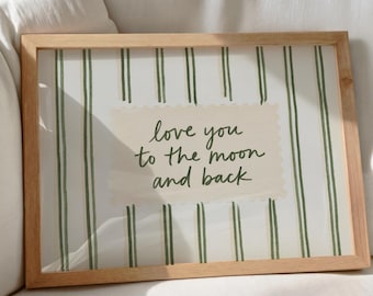 Ich liebe dich bis zum Mond und zurück, Wandbild fürs Kinderzimmer, Kinderzimmerdeko, süßer Spruchdruck, druckbares Wandbild (digitaler Download)