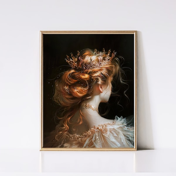 Crown Art Print | Wall Art | Academia Renaissance Painting of Queen | Vintage Print | Antique Art | Digital | Instant Download | PRINTABLE