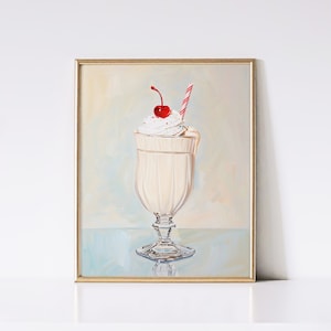 Retro Milkshake Print | Wall Art | Retro Vanilla Milkshake Art Poster | Sprinkles | Kitchen Decor | Foodie Art | Digital Download, PRINTABLE