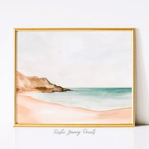 Coastal Ocean Landscape | Beach Wall Art | Painting | Warm Tones | Digital Download | PRINTABLE Art
