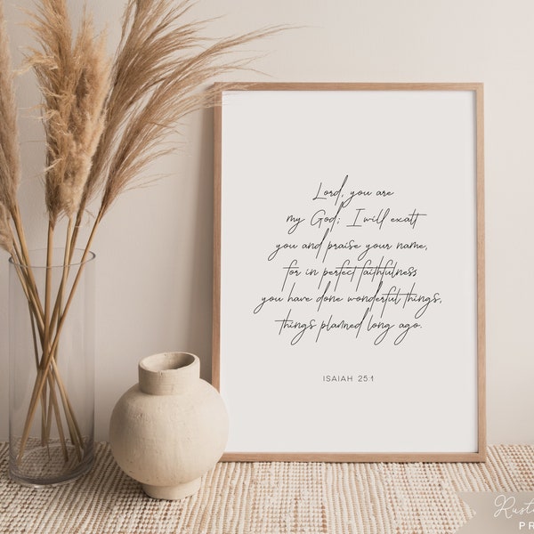 Isaiah 25:1 Bible Quote Wall Art, Scripture, Modern, Minimalist, Printable, Bible Verse, Instant Download!