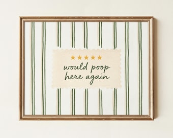 5 Sterne – Würde ich hier wieder machen, Lustige Badezimmer-Wanddeko, WC-Deko-Schild, Kunstdruck mit Spruch, Druckbare Wandkunst (Digitaler Download)