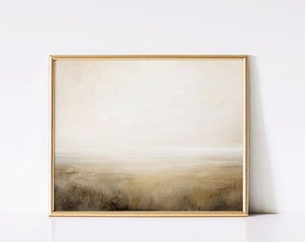 Neutral Landscape Oil Painting | Wall Art Vintage Print | Cottagecore | Neutral Tone Print | Farmhouse Decor | Instant Download | PRINTABLE