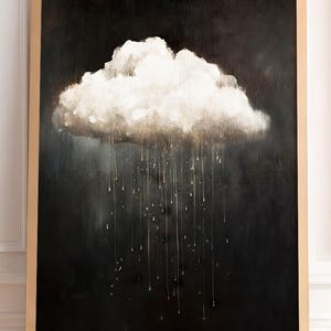 Moody Rain Cloud Wall Art, Storm Painting, Dark Aesthetic Decor, Neutral Minimal Art, Poster Print