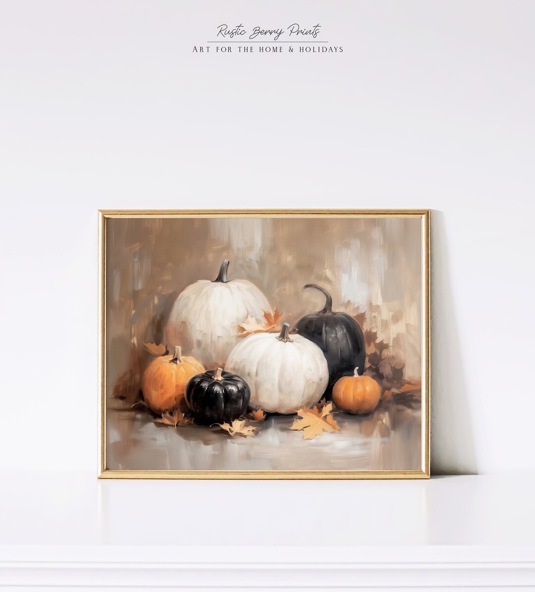 Fall Pumpkins Painting Wall Art Autumn Print Moody Cottagecore Vintage ...