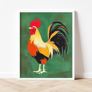 Rooster Art Print | Wall Art Painting | Farmhouse Cottage Wall Art | Wall Decor | Room Art | Digital Download | PRINTABLE Art