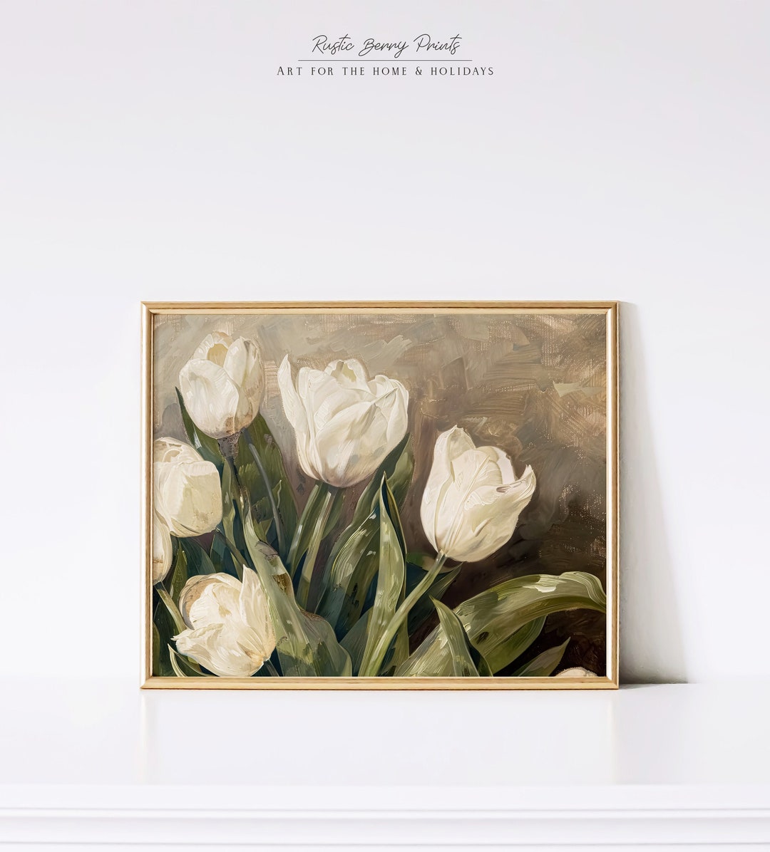 Vintage Tulips Oil Painting Wall Art | Antique Vintage Print | Flowers ...
