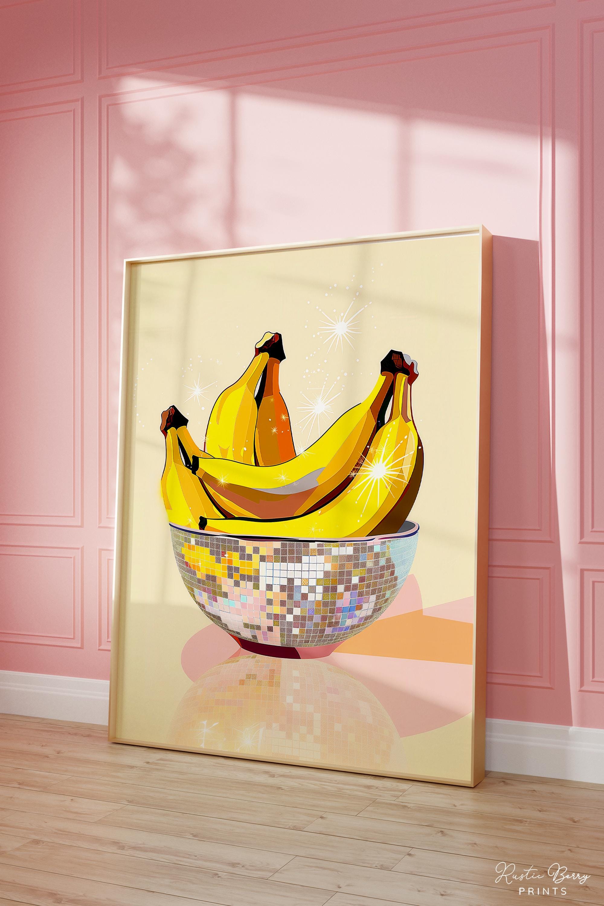 Disco Banana Bowl Art Print: Retro Kitchen Decor (digital Download