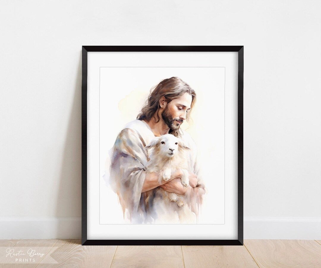 Jesus Holding Lamb Art Wall Art Home Decor Instant Download Digital