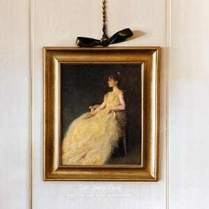 Impresión artística vintage de Dama de amarillo / Arte mural / Arte antiguo / Digital / Descarga instantánea / Arte IMPRIMIBLE
